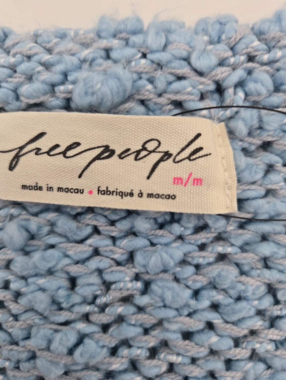 NWT Free People Firefly Pullover Light Blue Bouclé Open Knit Scoop Neck Sweater - Picture 8 of 12